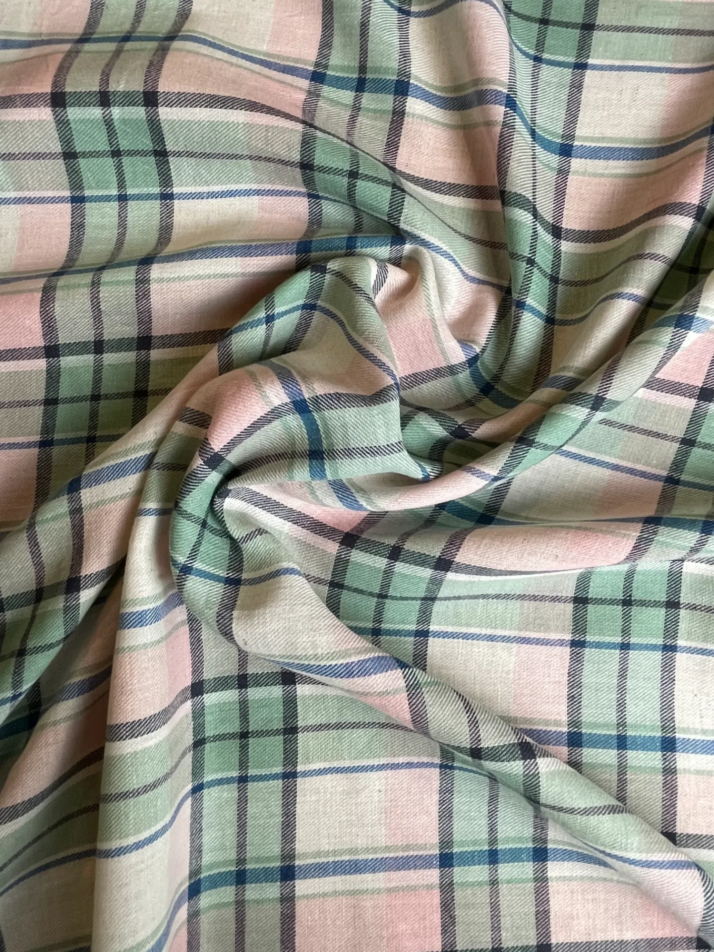 Tartan menthe, rose et bleu gris