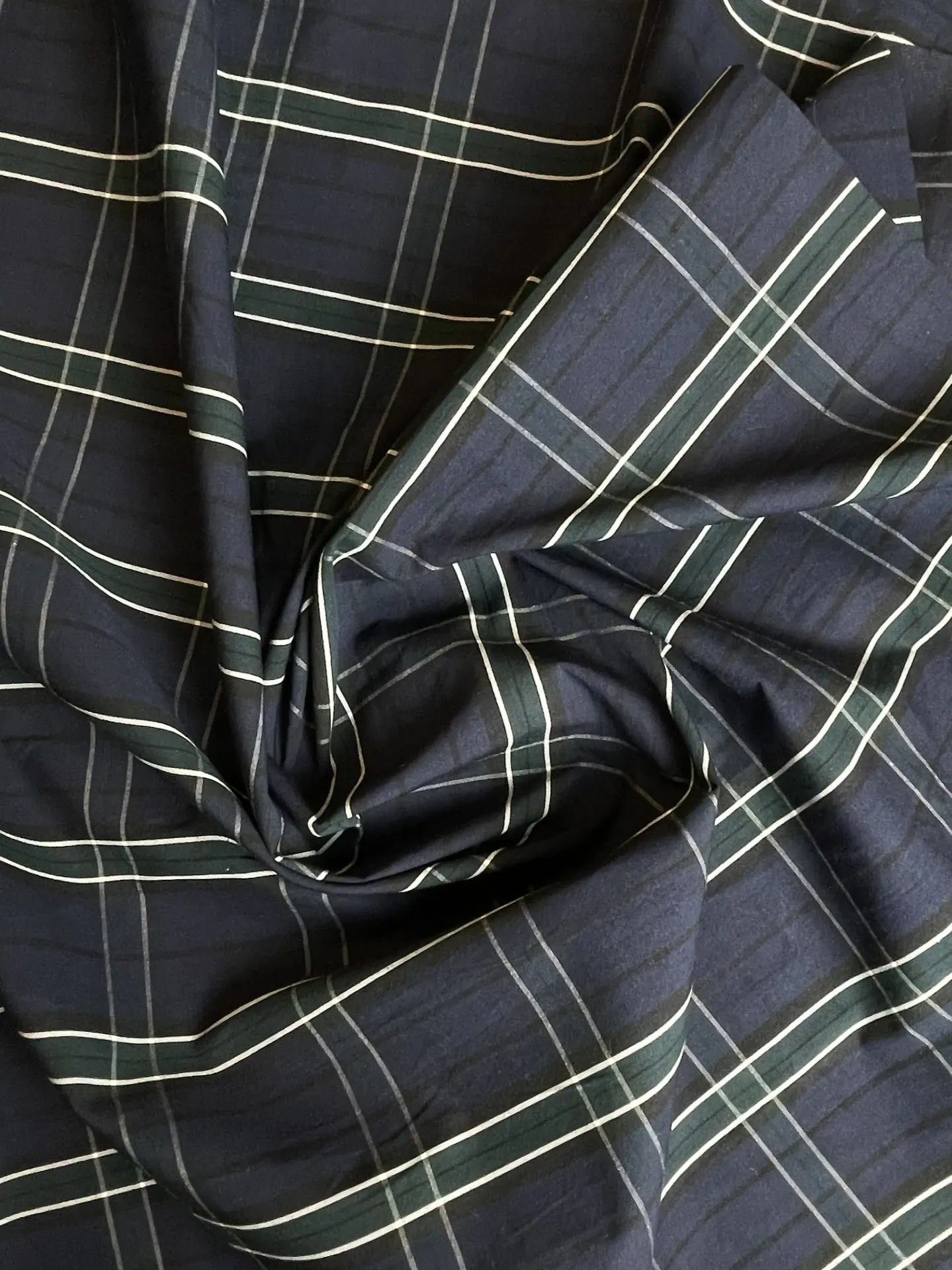 Tartan bleu marine et vert foncé