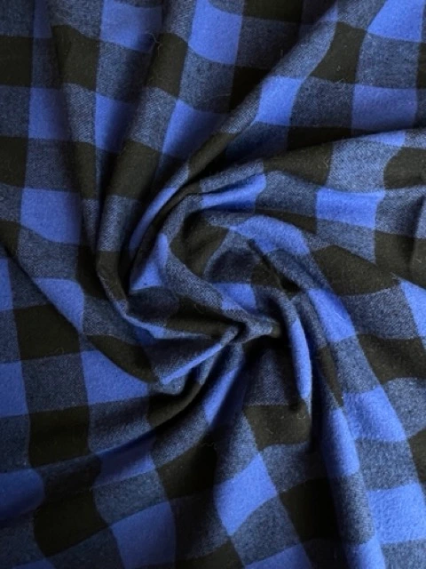 Flanelle vichy bleu roi et noir