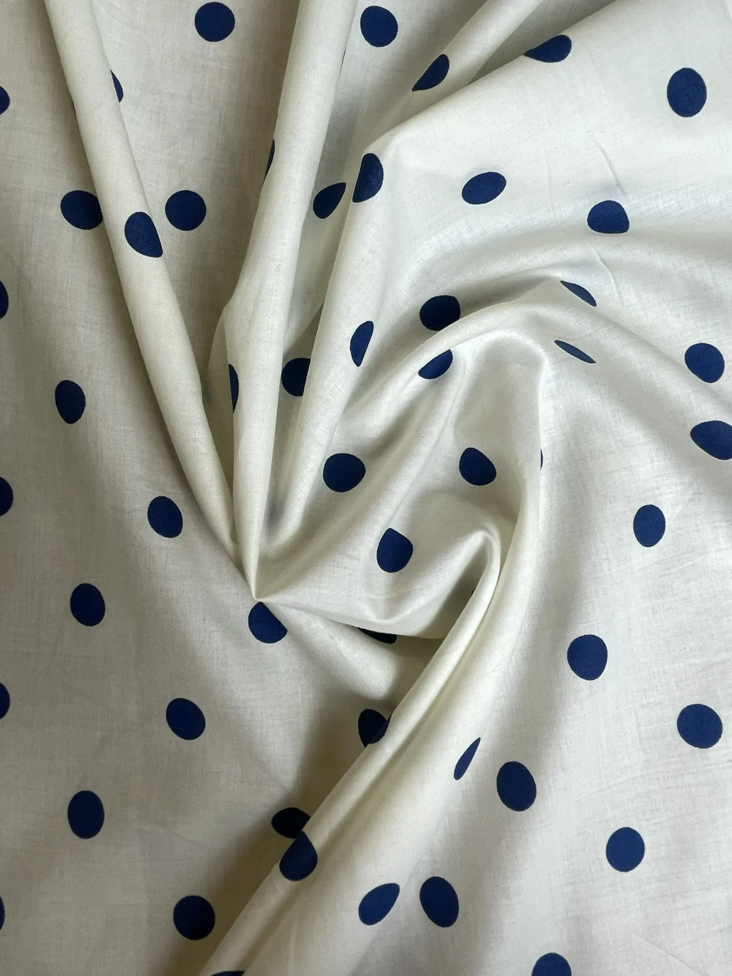 Gros pois bleus sur fond blanc