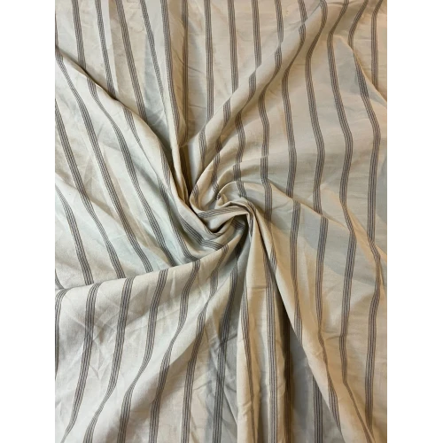 Coton rayures verticales beige et noires