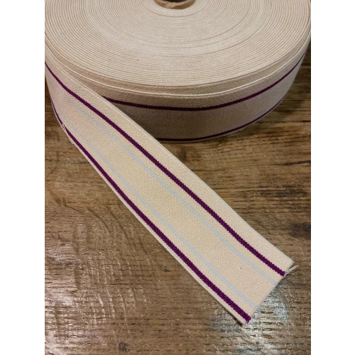 Elastique beige rayures mauves et grises