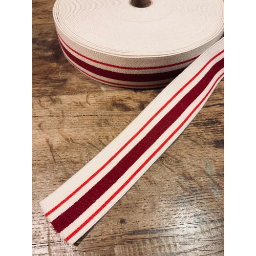 Elastique blanc rayures rouges et brunes
