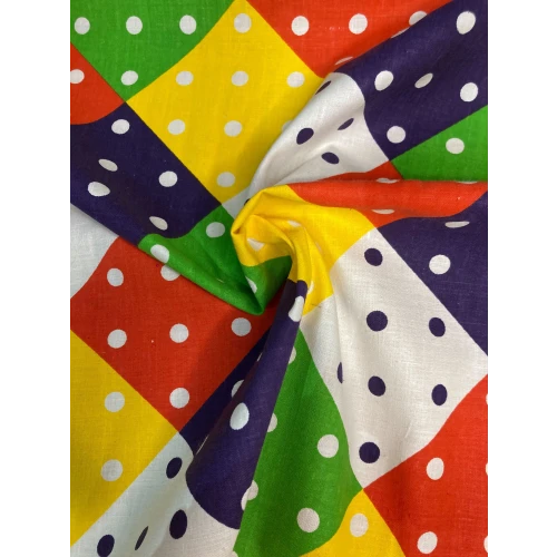 Coton losanges multicolores à pois