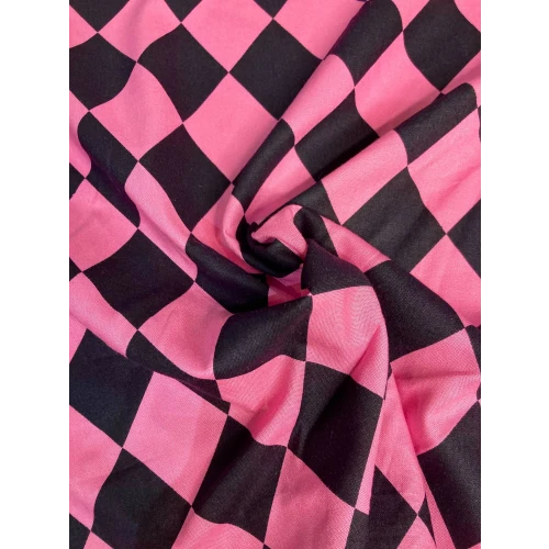 Coton losanges roses et noirs