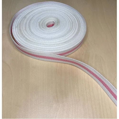 Sangle coton blanc et rose