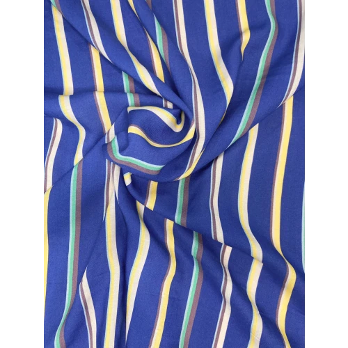 Viscose bleue rayée jaune et bleu