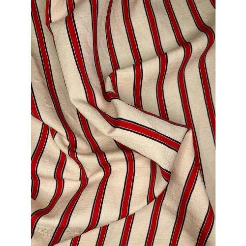 Coton blanc rayures rouges et noires