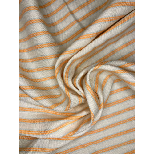 Viscose de coton à rayures jaunes et bleu ciel