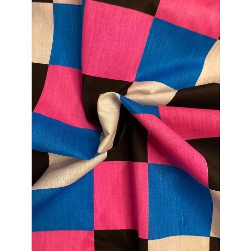 Coton à carreaux colorés