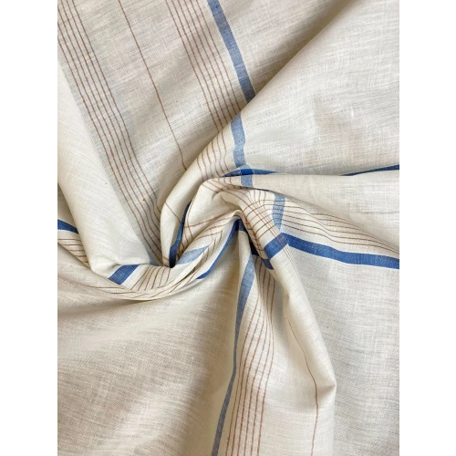 Coton blanc lignes rouges et bleus